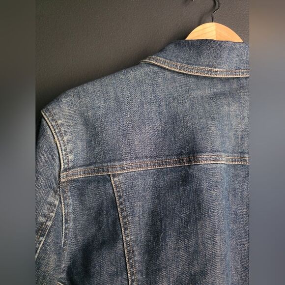 J Jill Denim Trucker Jean Jacket Sz L  Capsule Casual Classic Stretch Cotton - Picture 7 of 9